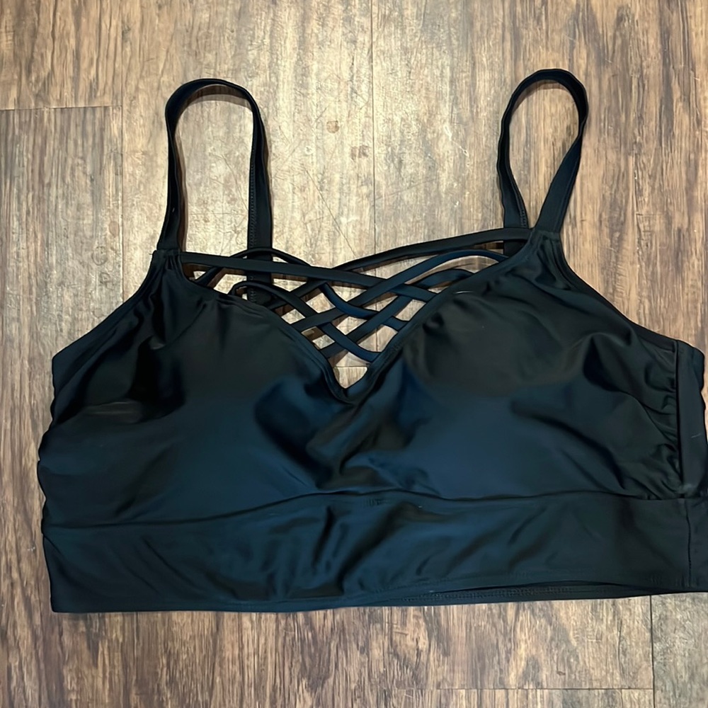 Torrid Black cross cross bikini top. Size 2.